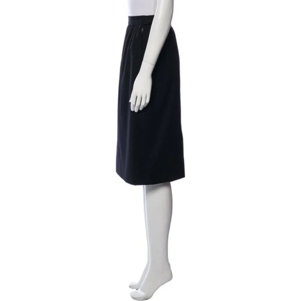 YVES SAINT LAURENT 100% WOOL Skirt Black Size 38 FRANCE MADE Vintage Rive Gauche - Picture 2 of 13